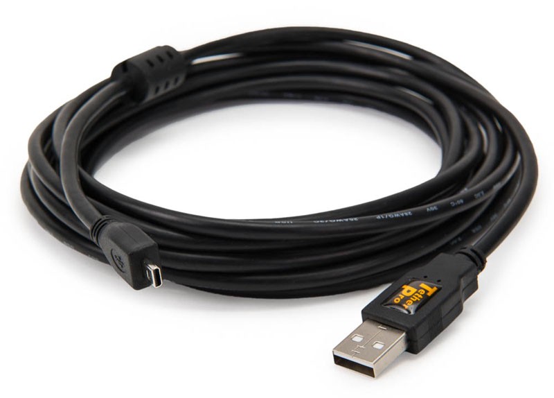 TetherTools CU8015-BLK TetherPro USB 2.0 Male to Mini-B 8pin 15' (4.6m) Cable Black