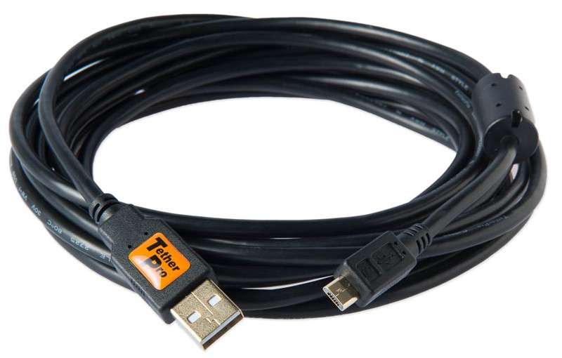 TetherTools CU5430BLK TetherPro USB 2.0 Male A to Micro B 5 Pin 4.6m Cable Black