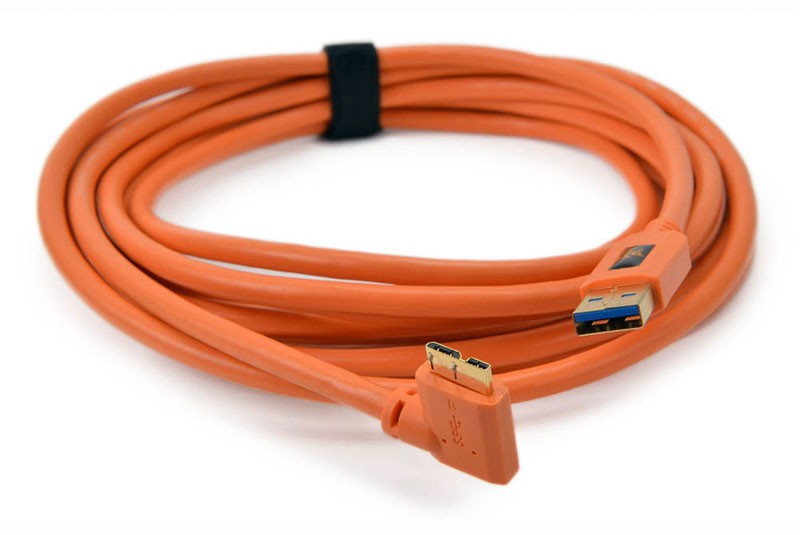TetherTools CU61RT15-ORG TetherPro USB 3.0 SuperSpeed Micro-B Right Angle 15' (4.6m) Cable