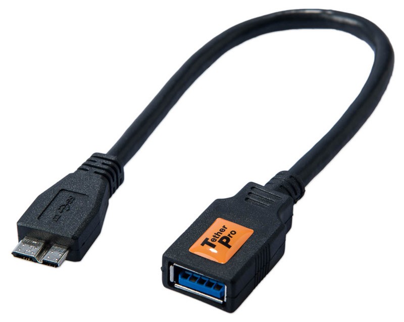 TetherTools CU5465 TetherPro USB 3.0 Micro OTG Adapter 6" Micro B Male to Type A Female